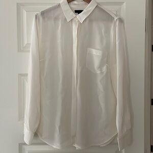 J. Crew Creamy White Silk Semi-Sheer Button Down Shirt 14​